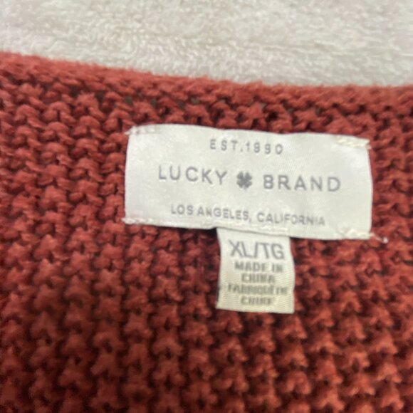 Lucky Brand Burnt Orange V-Neck Long Sleeve Sweater Size XL - Picture 3 of 10